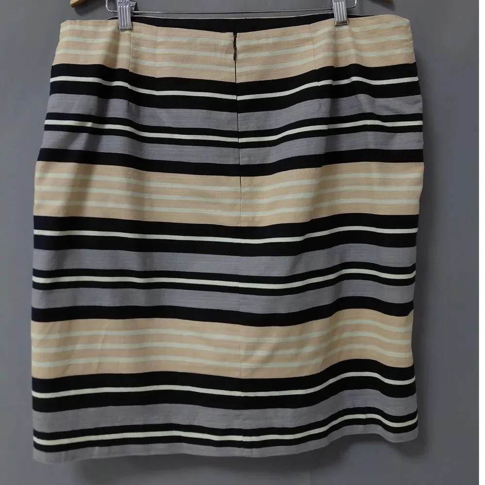 Ann Taylor Cotton Blend Multicolor Pencil Knee Length Skirt Women Size 16